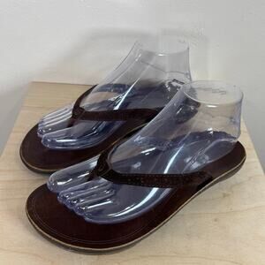 Olukai puka Women’s Sandals Flip Flop Thong Brown Leather Size 7 Comfort